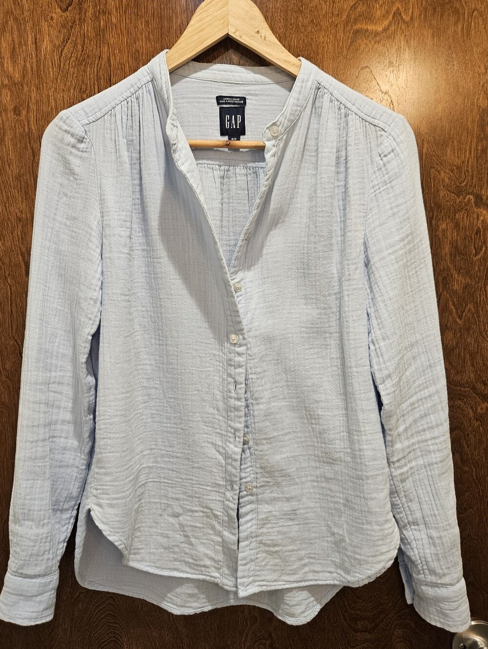 GAP Women's Pale Blue Gauze Button-Down Shirt
